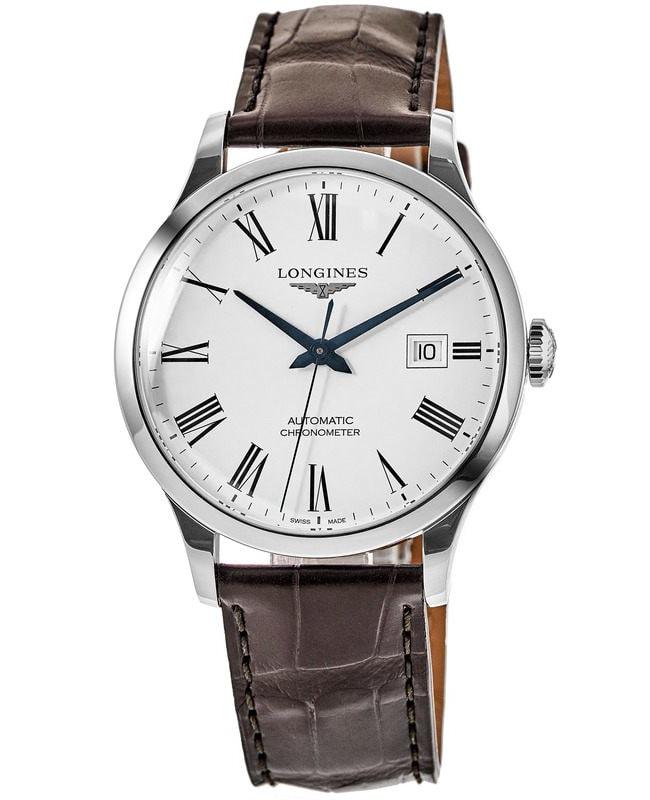 Longines Longines Record White Dial Brown Leather Strap Men's Watch L2.821.4.11.2