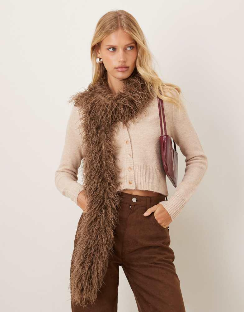 My Accessories My Accessories fluffy faux fur scarf in brown
