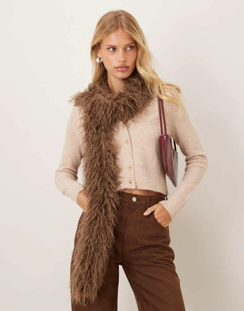 My Accessories My Accessories fluffy faux fur scarf in brown 1