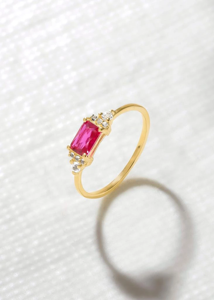 Tiramisu 14K Gold Plated Over 925 Sterling Silver Lab Created Ruby Crimson Spell Ring 4