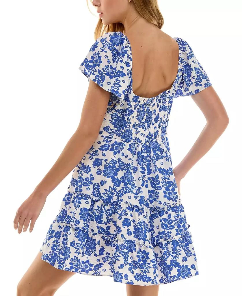 Crystal Doll Juniors' Floral-Print Smocked-Back Dress 3