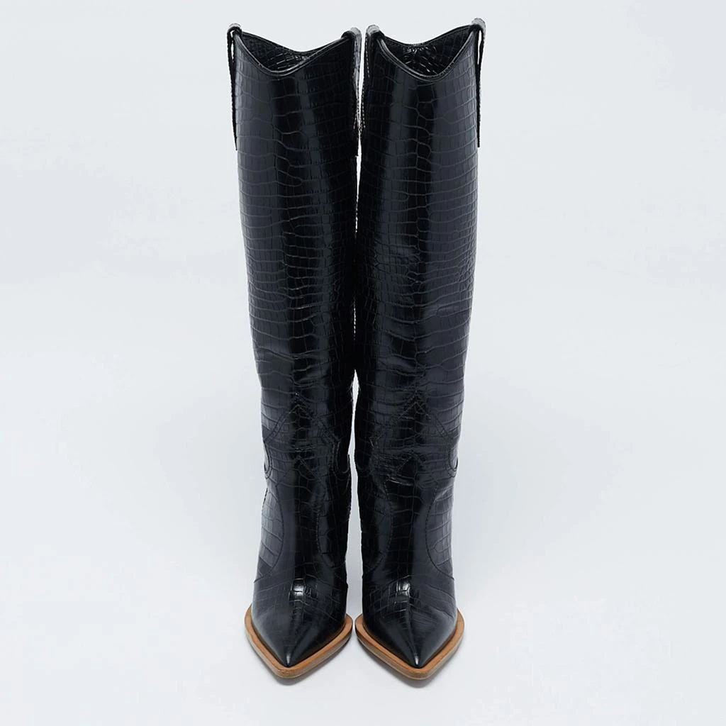 Fendi Fendi Black Croc Embossed Leather Cutwalk Tall Boots Size 36 3