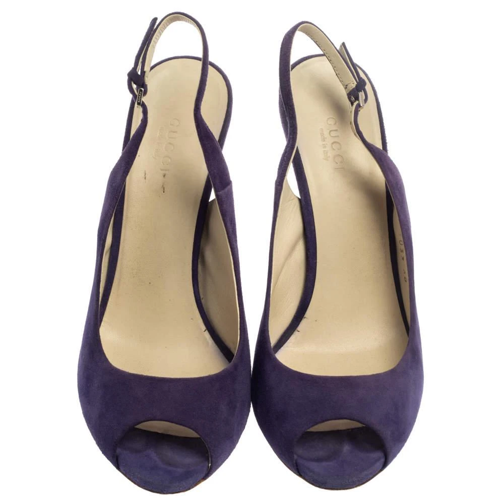 Gucci Gucci Purple Suede Peep Toe Slingback Sandals Size 38 3