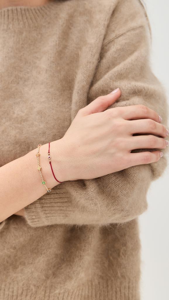 Zoe Chicco 14k Gold Floating Ruby On Red Cord Bracelet