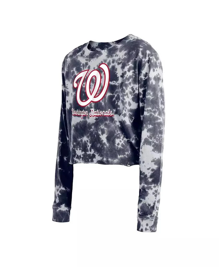 New Era Women's Navy Washington Nationals Tie-Dye Cropped Long Sleeve T-shirt 3