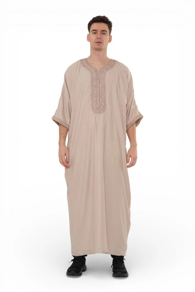 Arabic Thobes Men
s Salmon Moroccan Thobe Robe Djellaba Gandoura Eid Jubba- HM66