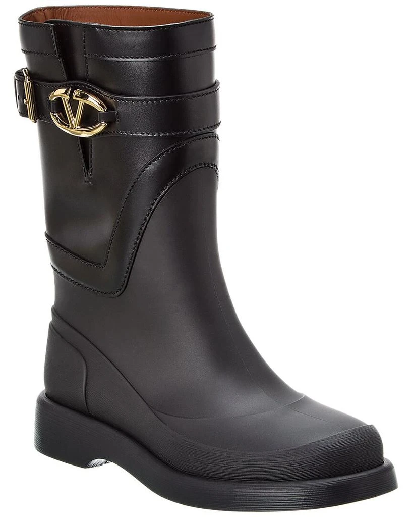 Valentino Vlogo Rubber & Leather Rain Boot 1