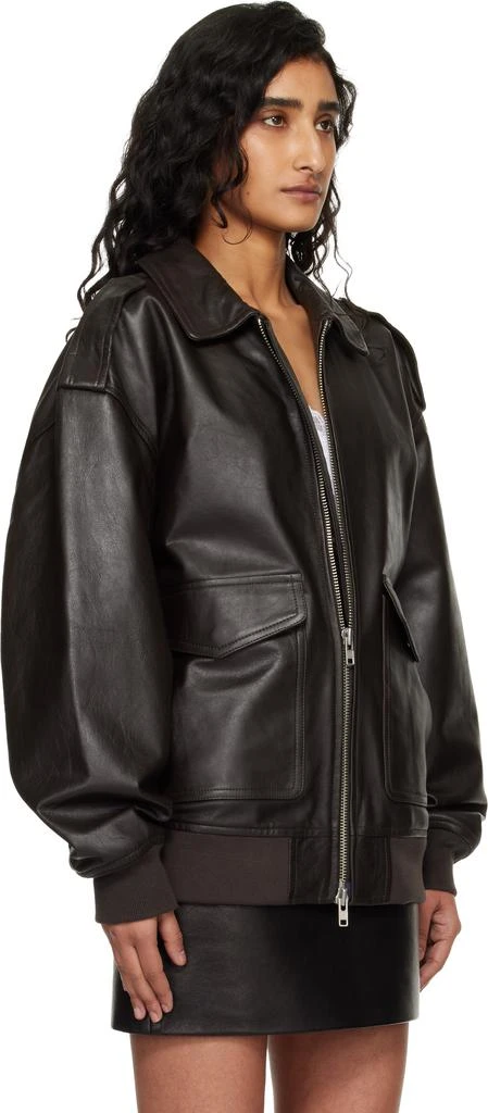 The Frankie Shop Brown Viper Leather Jacket 2