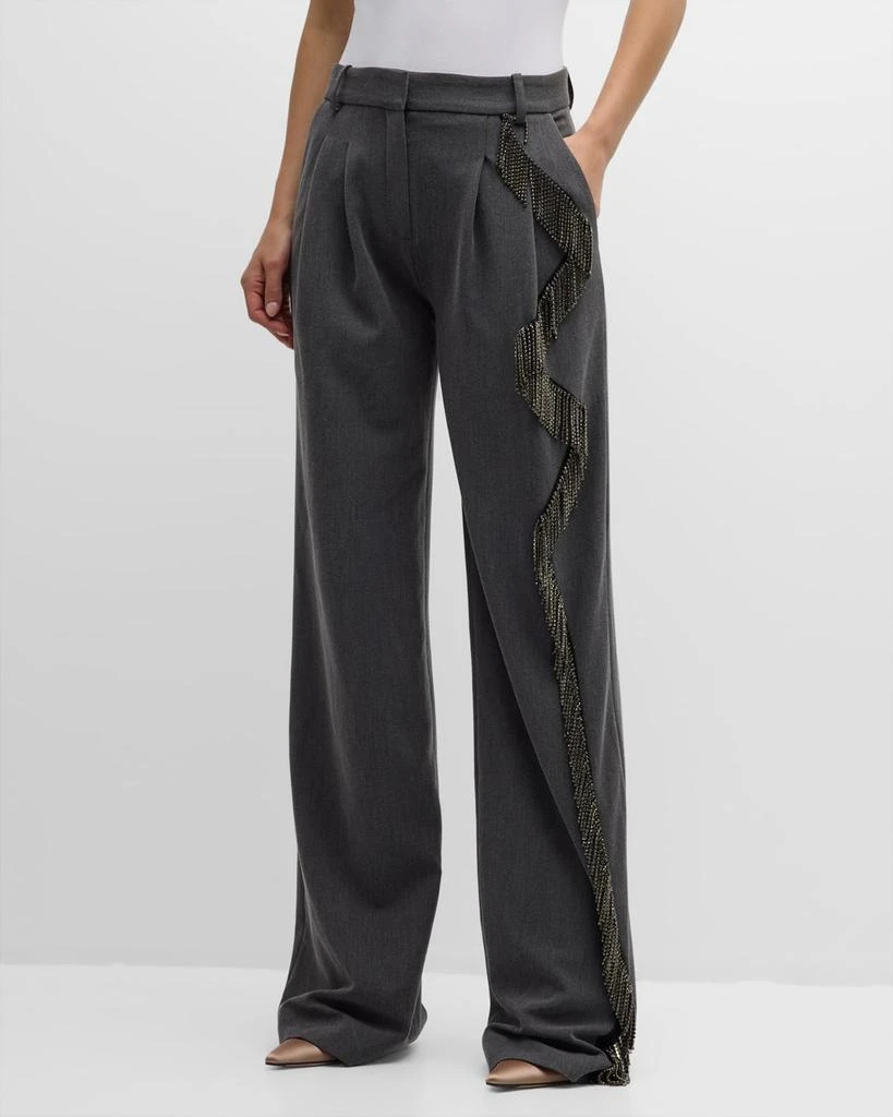Hellessy Cliff Crystal Fringe Straight-Leg Pants 2