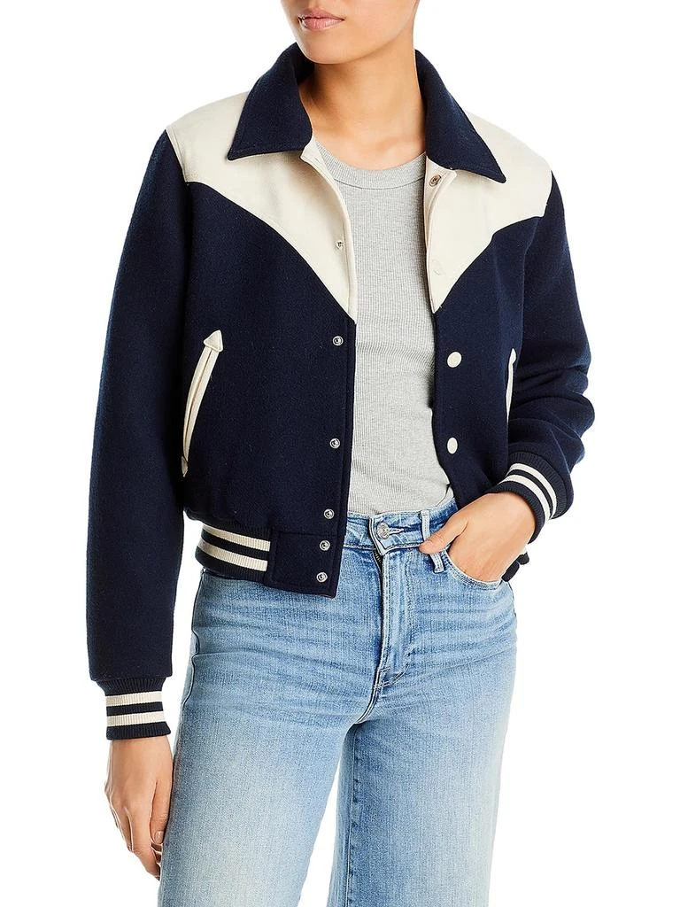 MOTHER Womens Wool Blend Wool Bomber Jacket 1