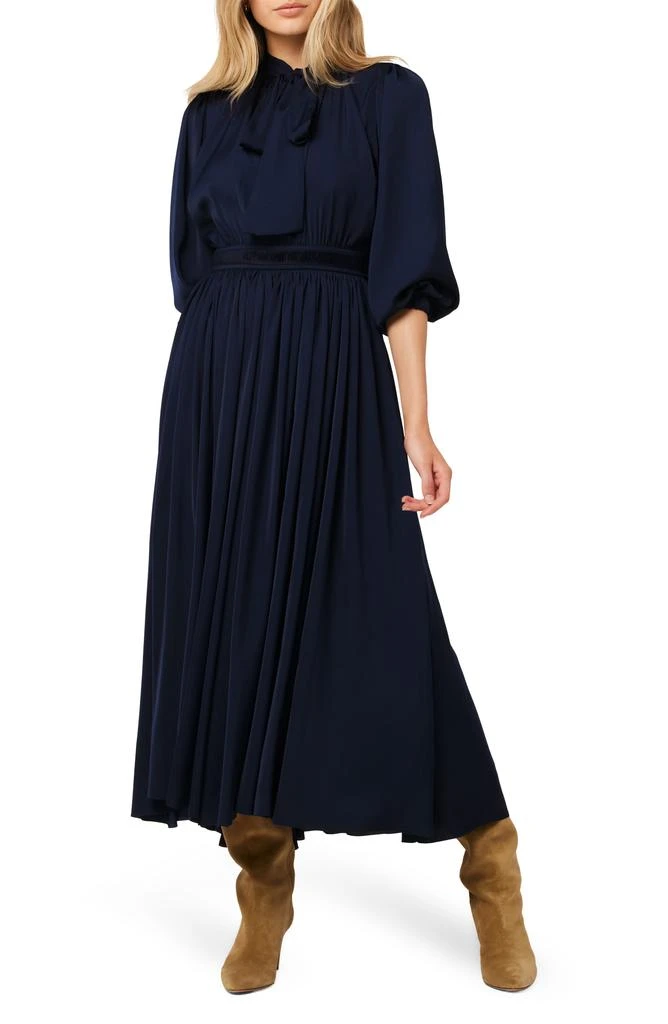 Joe's x Andrea's Lookbook Elle Tie Neck Blouson Sleeve Midi Dress 1