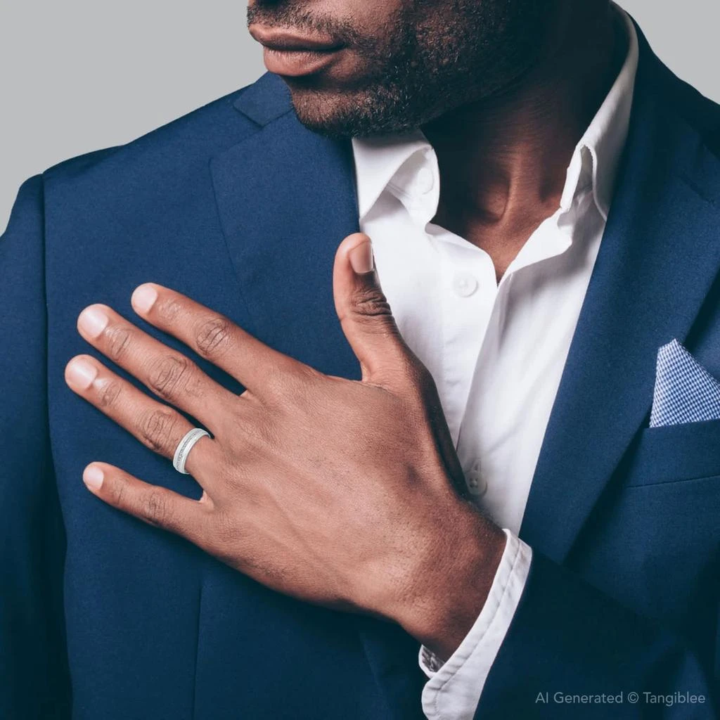 Pompeii3 Mens Diamond 3/8ct Eternity Ring Wedding Band 14k White Gold 7mm Lab Grown 4