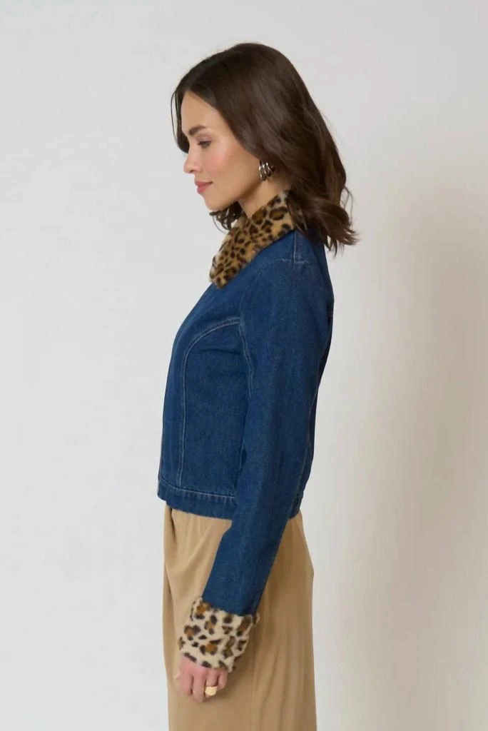 Central Park West Central Park West - Dark Denim And Cheetah Fur Jacket 3
