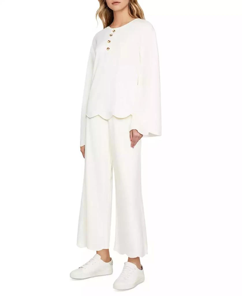 Three Dots Women's Scalloped Bell-Sleeve Henley Top 3