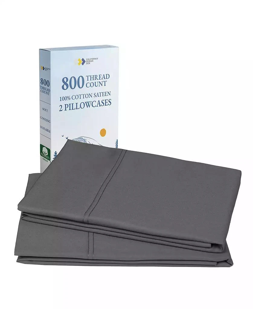 California Design Den Luxury 800 Thread Count 2 Standard Pillowcases, 100% Cotton Sateen, Soft, Smooth 
Thick, Fits Standard 
Queen Size Pillows