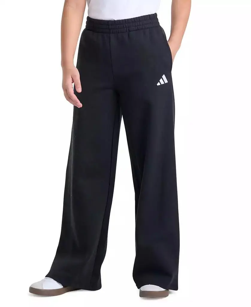Adidas Girls' 8-16 Elastic Waistband Wide-Leg Fleece Pant