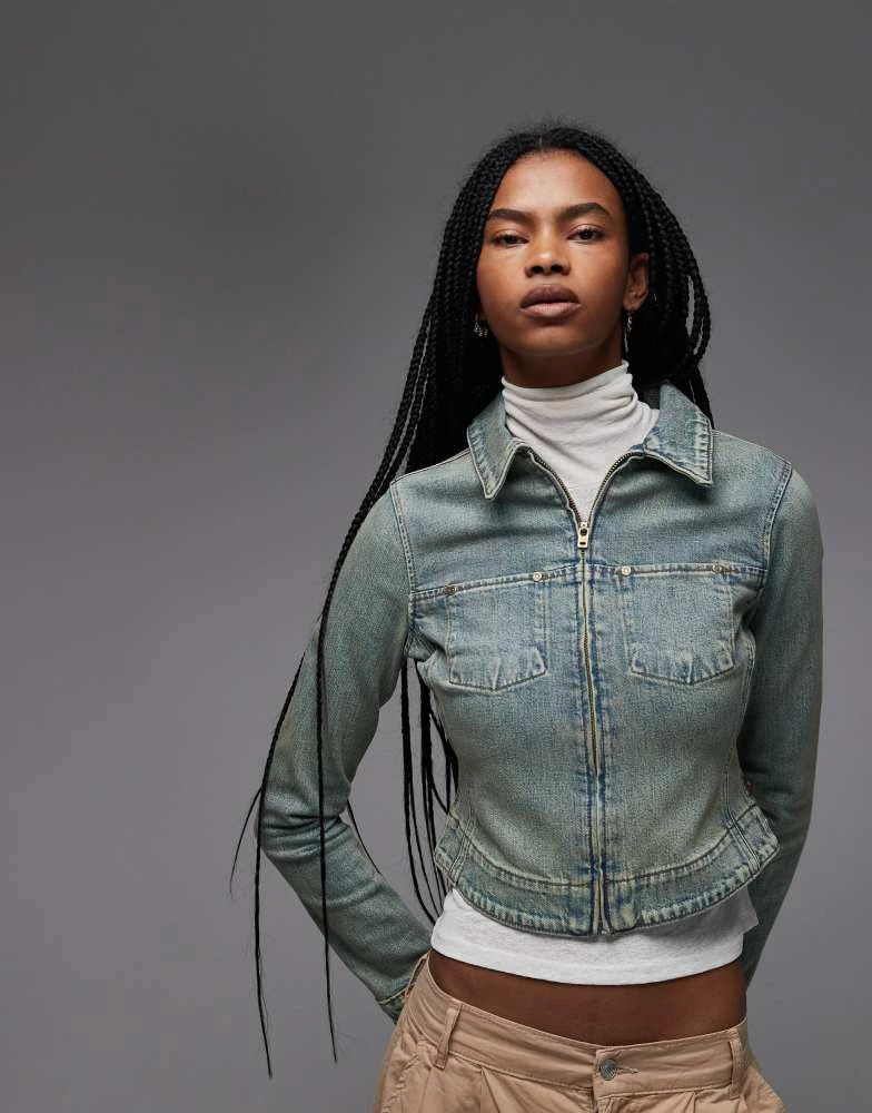 Levi
s Levi
s fitted denim trucker jacket in grunge overdye