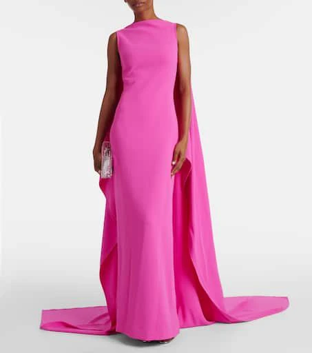 SOLACE LONDON Kaila caped crêpe gown 2