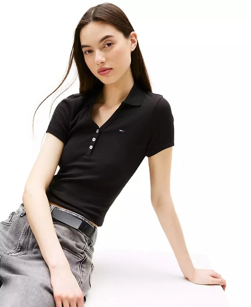 Tommy Jeans Women's Slim-Fit Ribbed Polo Shirt 3