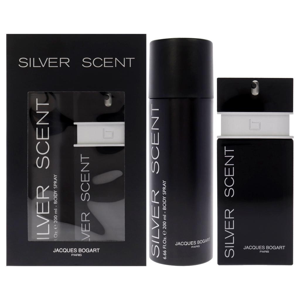 JACQUES BOGART Silver Scent by  for Men - 2 Pc Gift Set 3.33oz EDT Spray, 6.66oz Body Spray