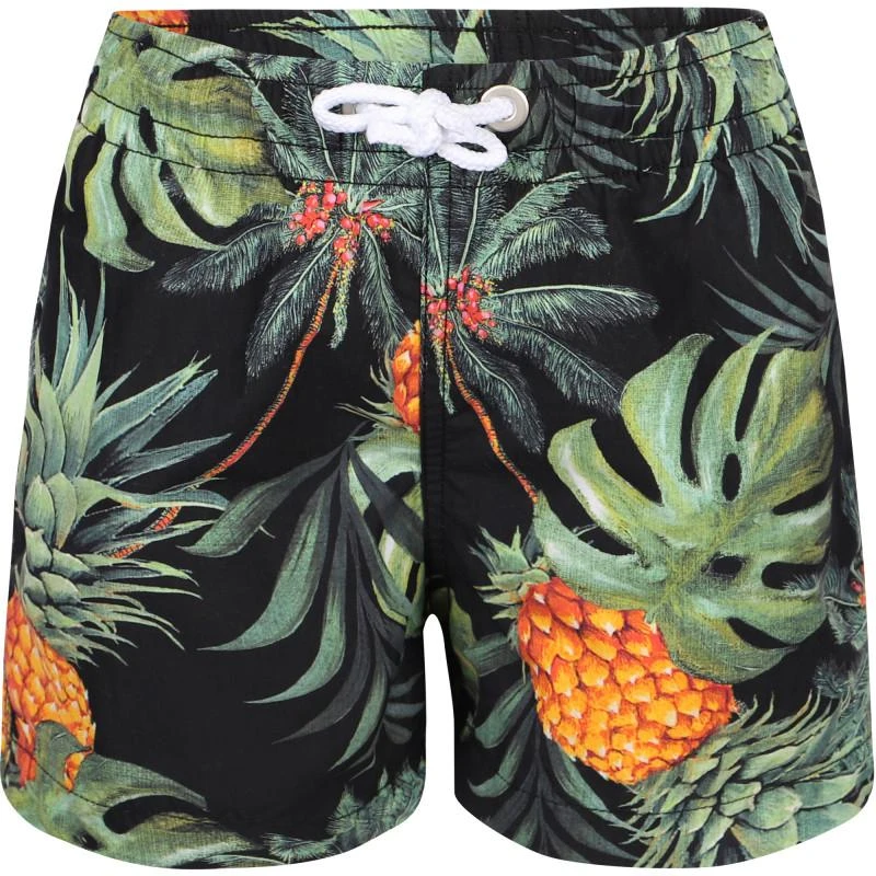 BANANA MOON Palm leaves print swimming shorts in black 1