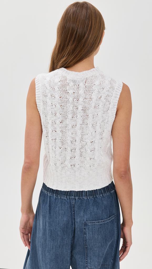 James Perse Cotton Linen Chunk Cable Knit Vest