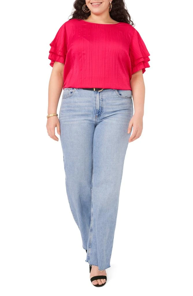 Vince Camuto Ruffle Sleeve Rumple Satin Top 4
