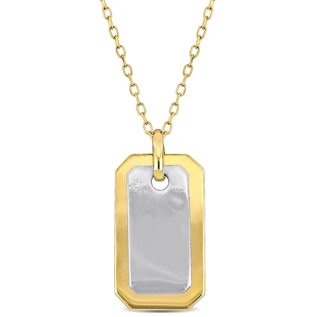 Mimi & Max Dog Tag Necklace in 10k Two-Tone Yellow and White Gold-18 in 1
