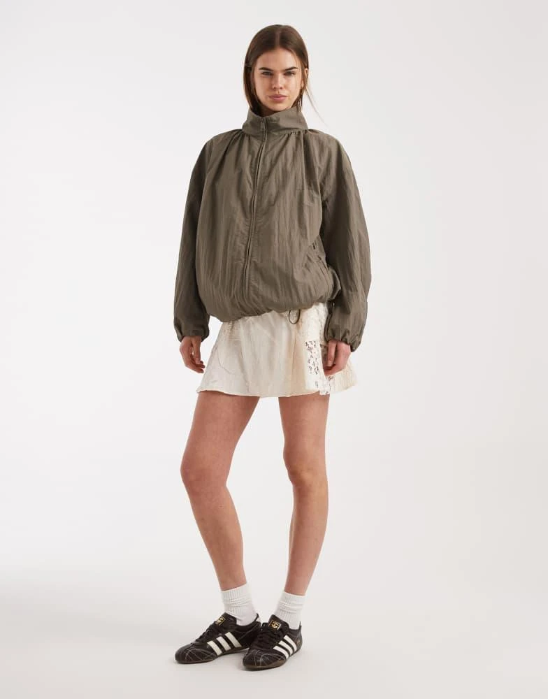 ASOS ASOS DESIGN oversized bubble hem track jacket in mushroom 3