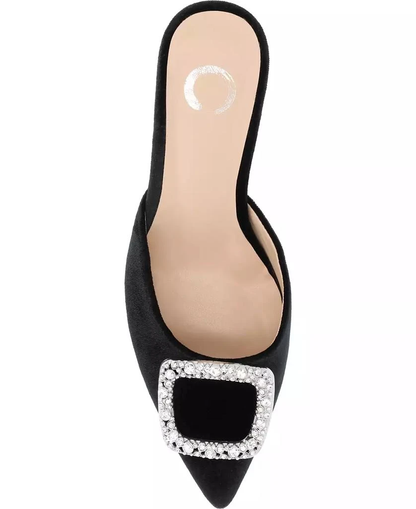 Journee Collection Women's Rishie Ornamented Kitten Heel Velvet Slip On Pumps 4