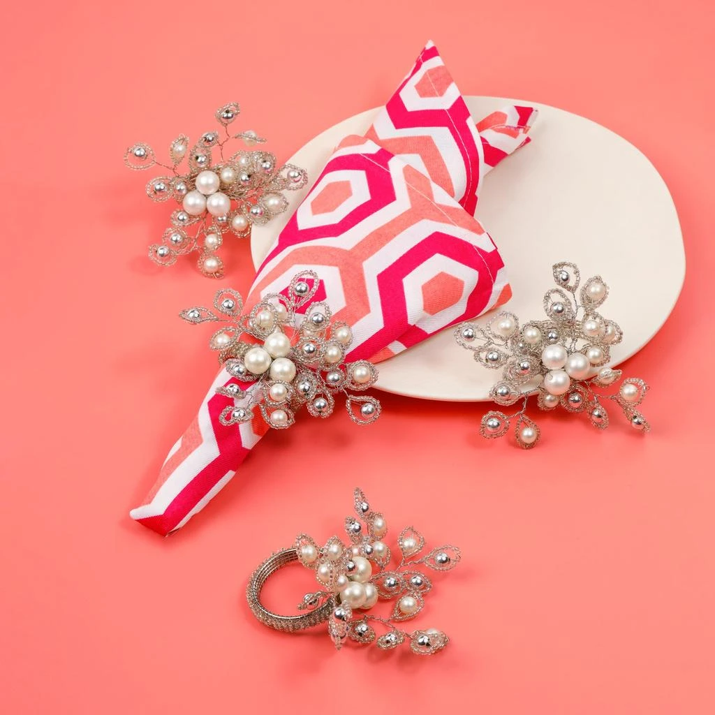 Tiramisu Arctic Halo Pearl 
Silver Napkin Rings (Set of 4) 2