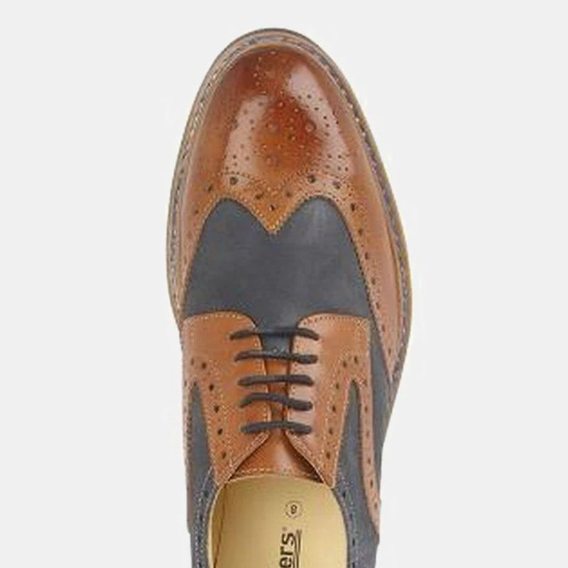 Roamers Mens 5 Eye Brogue Laced Nubuck Leather Shoe 2