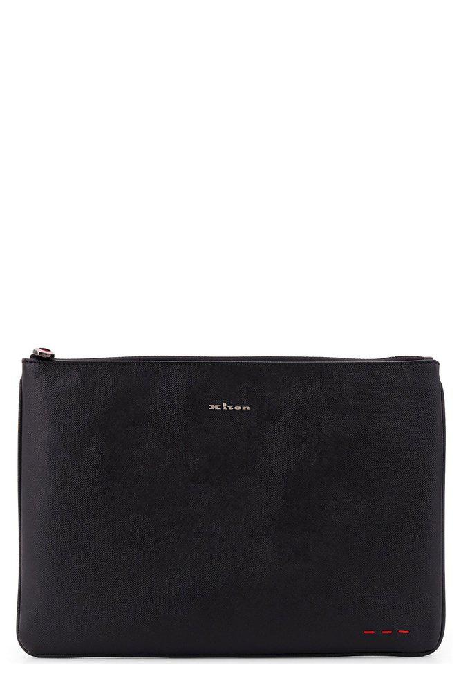 Kiton Kiton Logo Lettering Stitched Clutch Bag