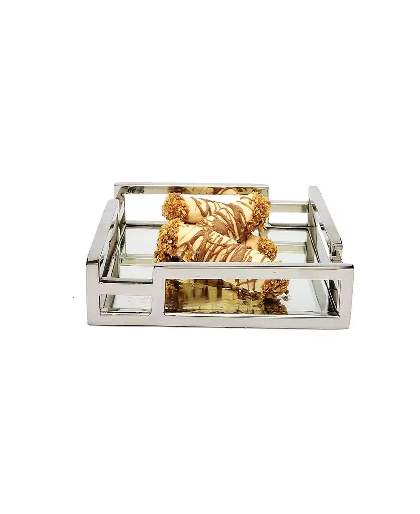 Classic Touch Square Mirror Tray with Layered Loop Design 2