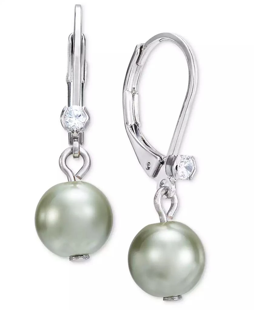 Charter Club Silver-Tone Crystal & Color Imitation Pearl Drop Earrings, Created for Macy's 1