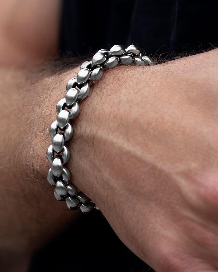 King Baby Men's Sterling Silver Large Infinity Link Toggle Clasp Bracelet