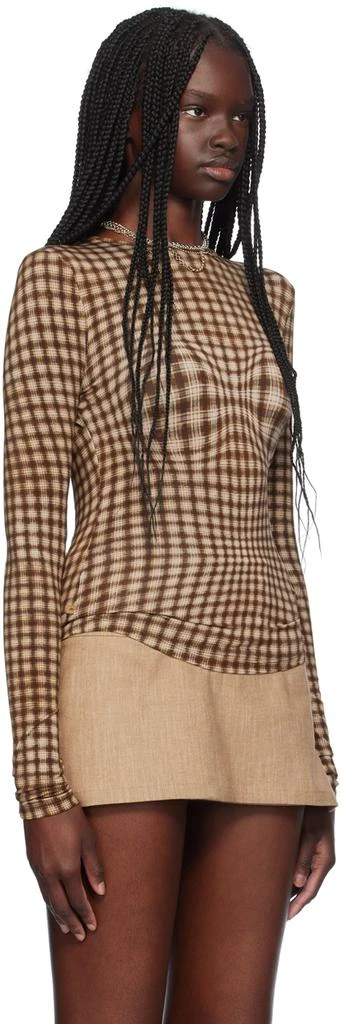 Miaou Brown Plaid Long Sleeve T-Shirt 2