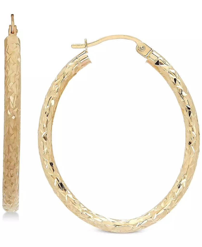 Macy
s Textured Oval Hoop Earrings in 14k Gold, 1-3/8 inch 1