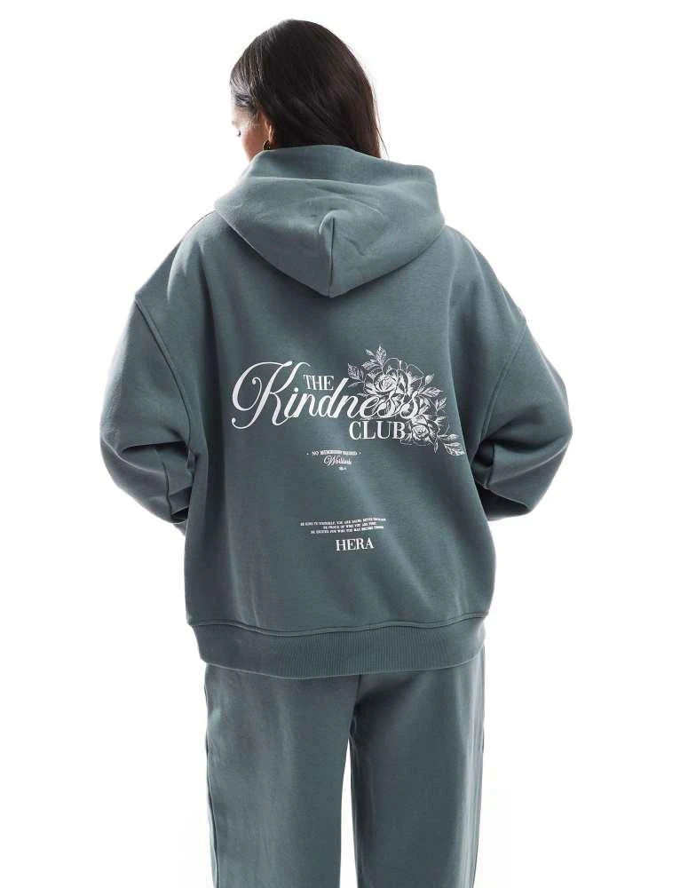 HERA Hera Womens kindness club hoodie in washed sage 1