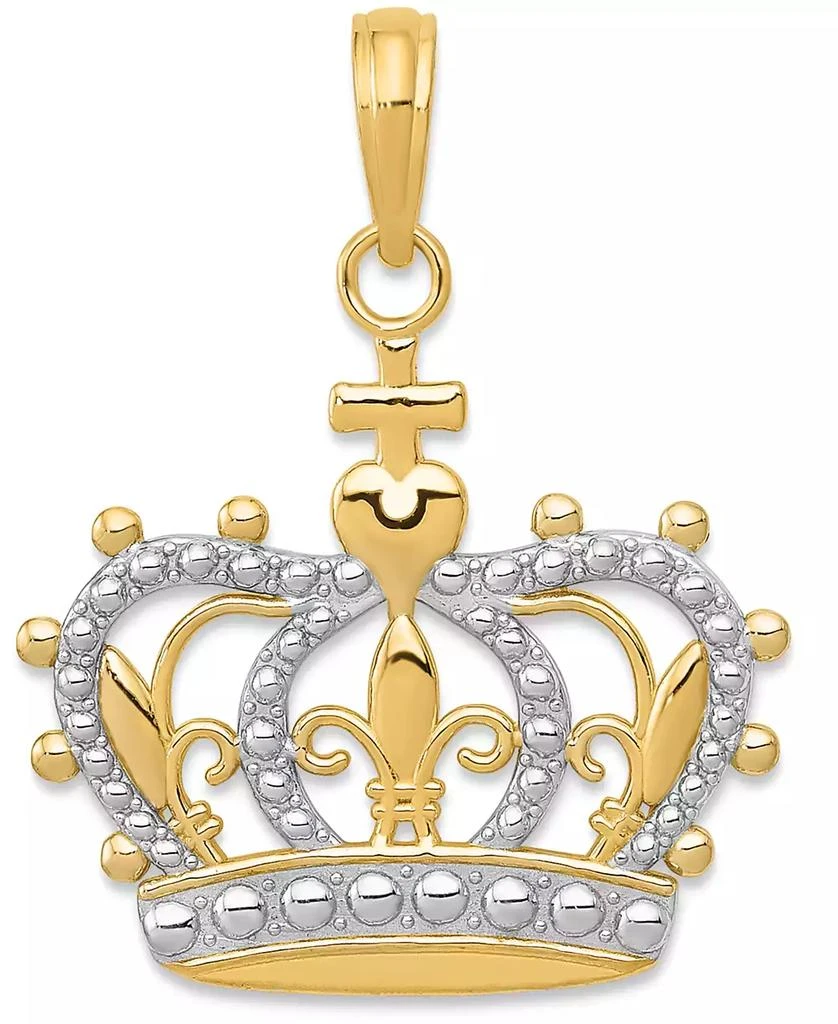 Macy
s Sovereign Crown Charm Pendant in 14k Gold 
White Rhodium Plated 1