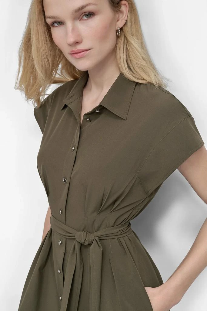 DKNY BELTED FIT & FLARE SHIRT DRESS 6