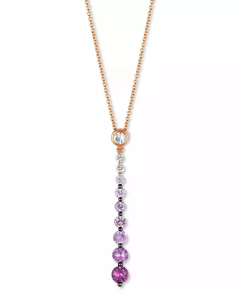 Le Vian Pink Ombré Sapphire (7/8 ct. t.w.) 
White Sapphire (1/6 ct. t.w.) Linear Adjustable 20" Pendant Necklace in 14k Rose Gold 1