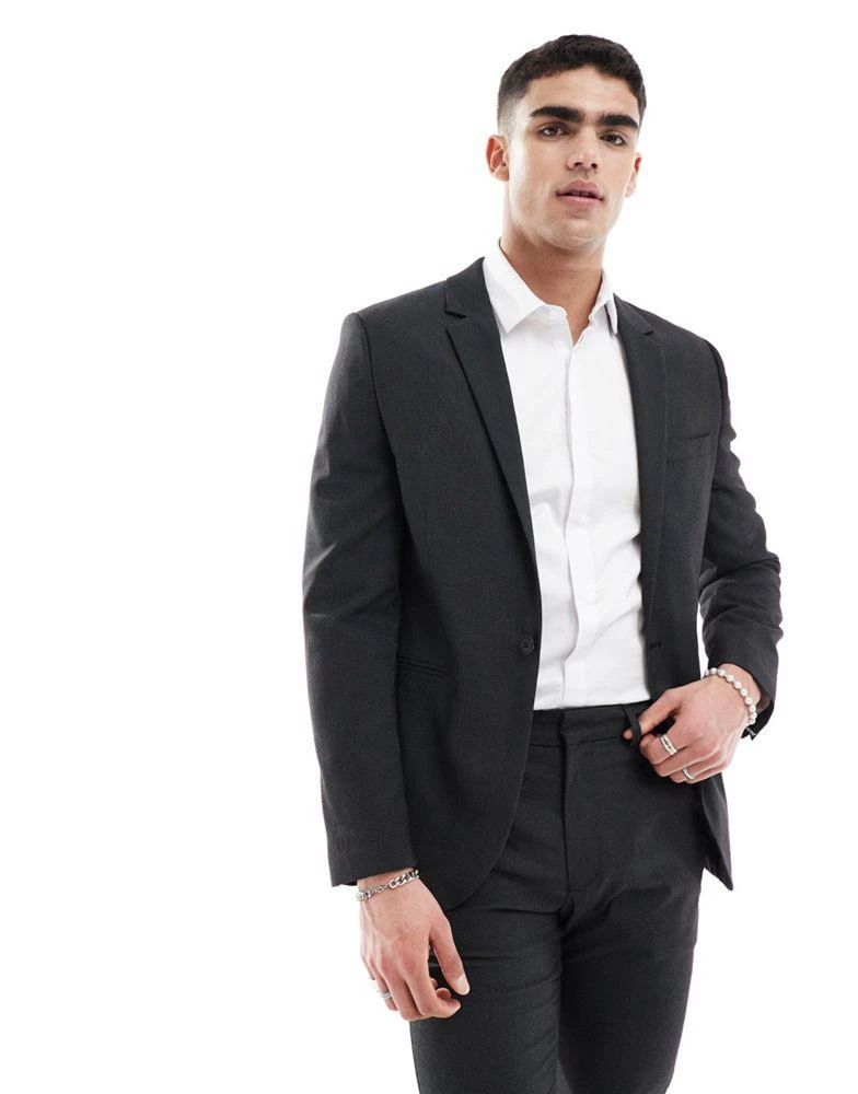 ASOS ASOS DESIGN skinny suit jacket in black pindot 1