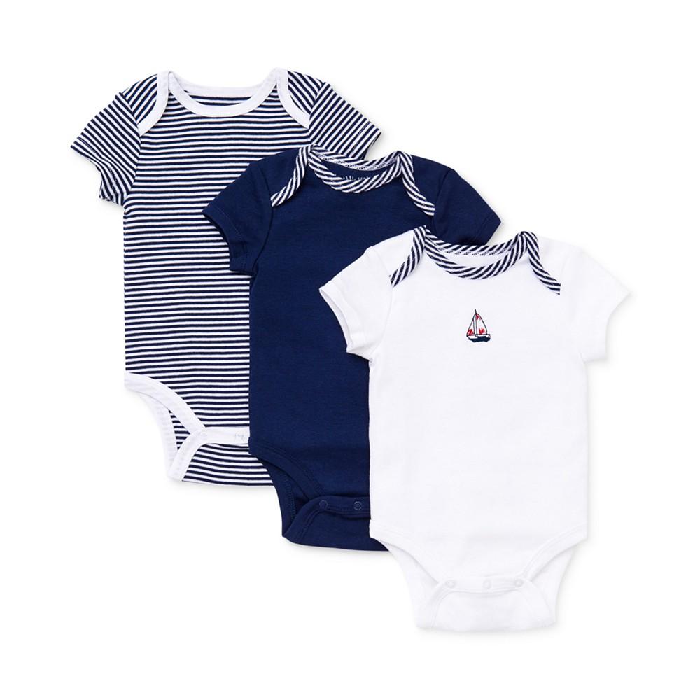 Little Me Baby Boys Sailboat Short Sleeved Bodysuits, Pack of 3