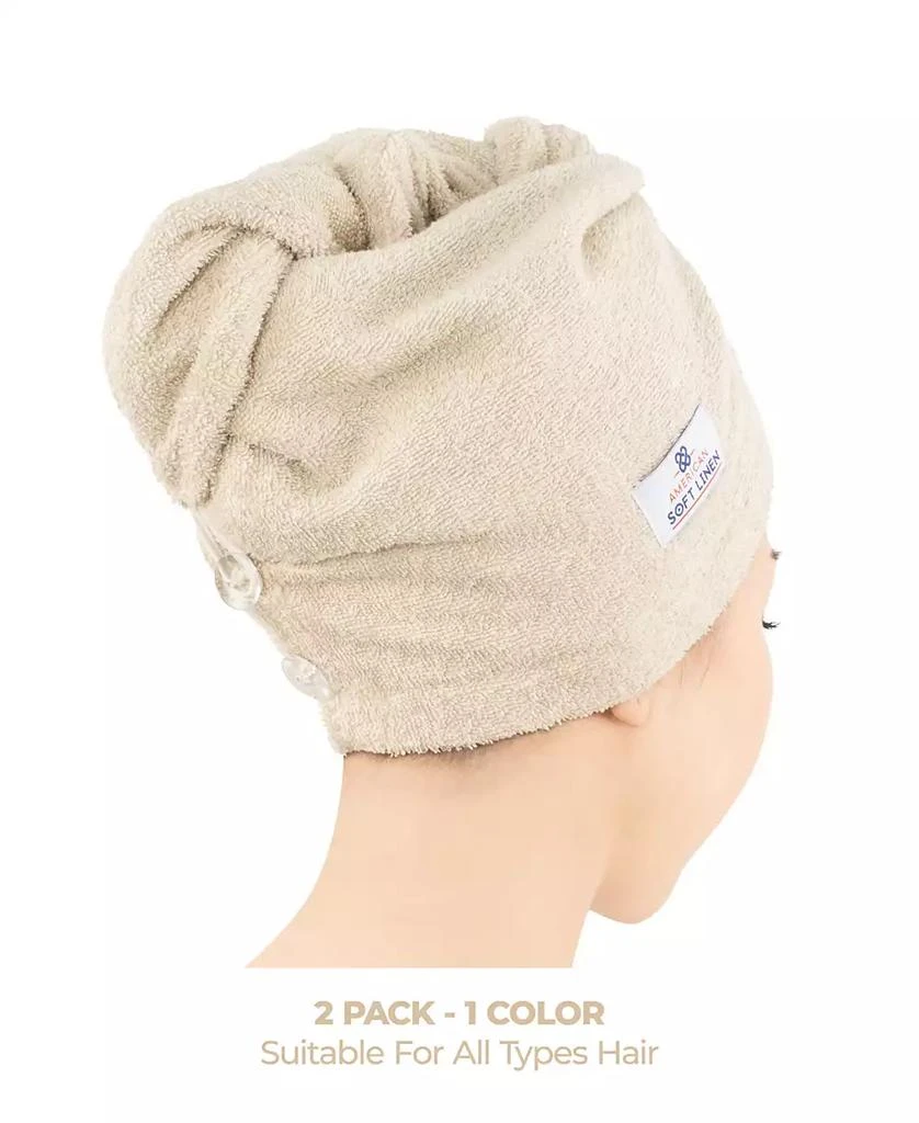 American Soft Linen 2-Pack Hair Drying Towels, 26" x 13" 3