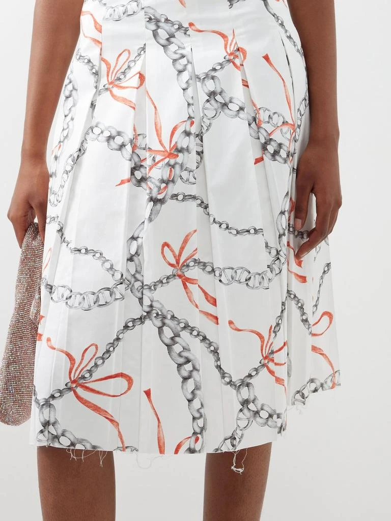 Yuhan Wang Chain and ribbon-print pleated cotton midi skirt 3