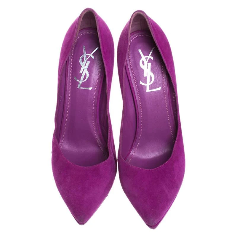 Yves Saint Laurent Saint Laurent Paris Purple Suede Janis Platform Pumps 37.5 3