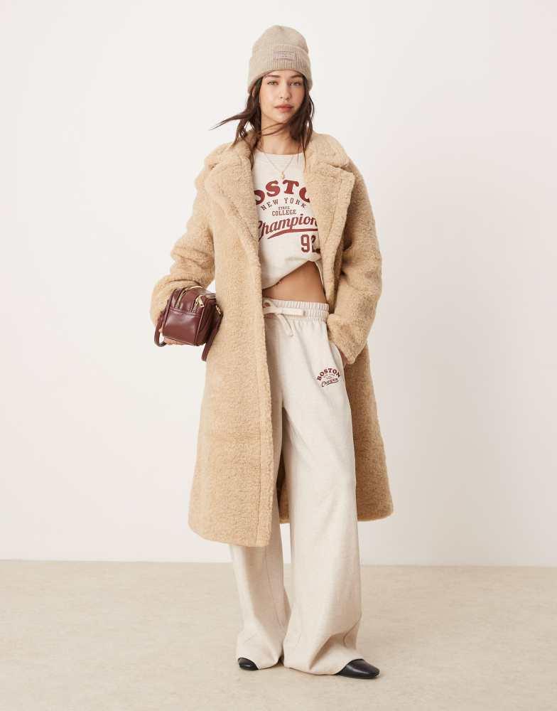 Glamorous Glamorous beige faux fur long coat