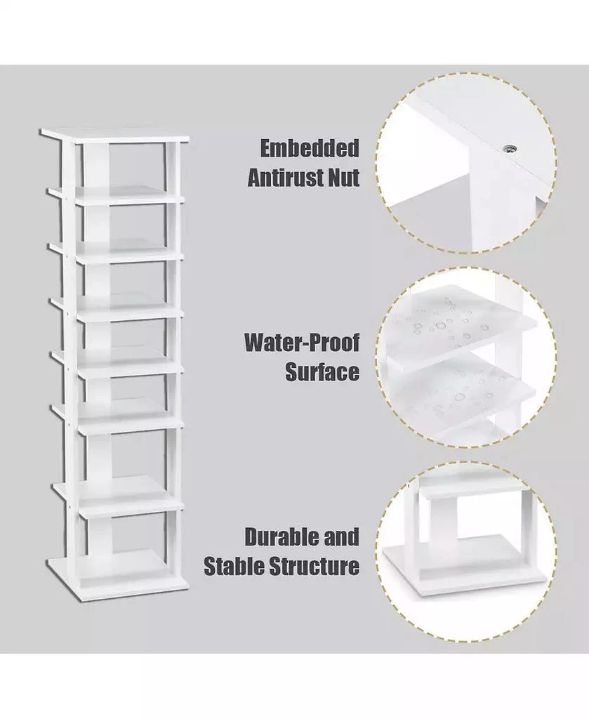 Costway Wooden Shoes Storage Stand 7 Tiers Shoe Rack Organizer Multi-shoe Rack Shoebox 7