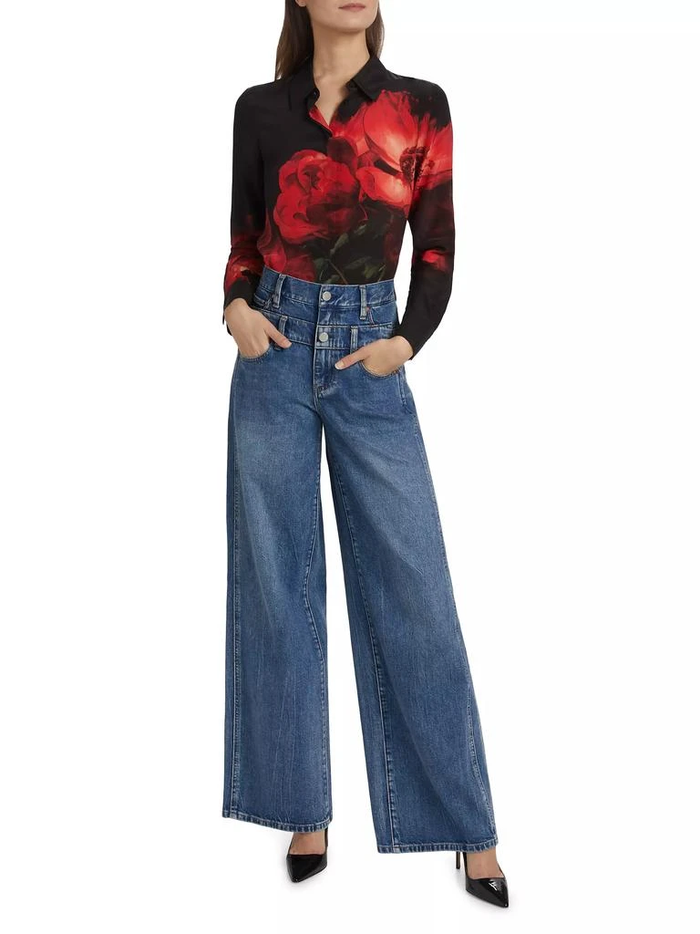 Alice + Olivia Brady Slim-Fit Button-Front Blouse 2